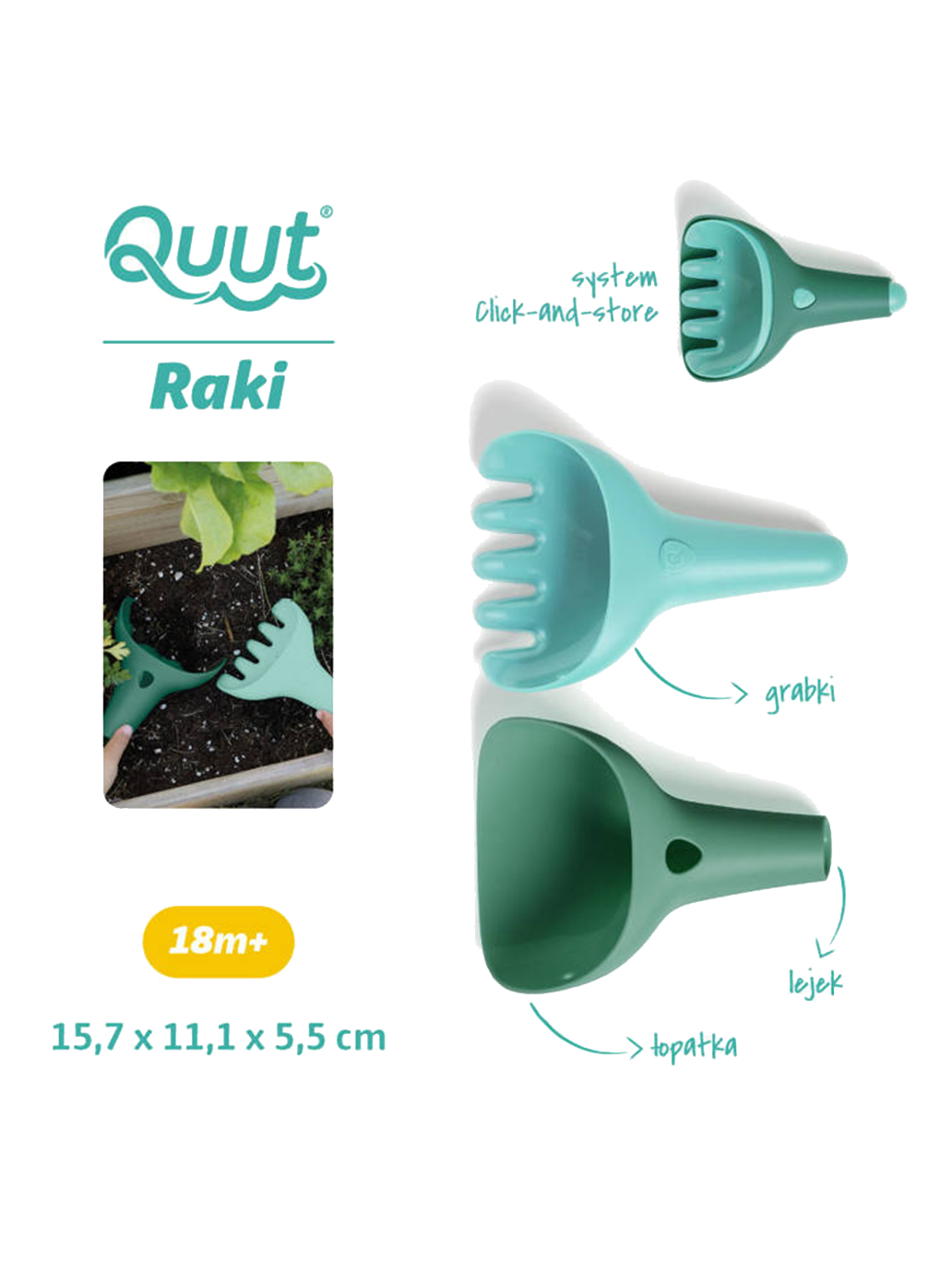 Zestaw łopatka + grabki Raki Quut BEBE Concept 