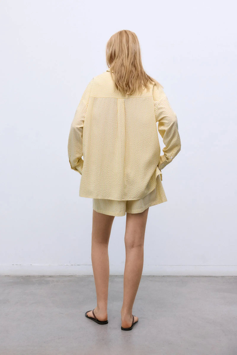 Alheli Woman Shirt Mimosa Yellow Stripes The New Society BEBE Concept 