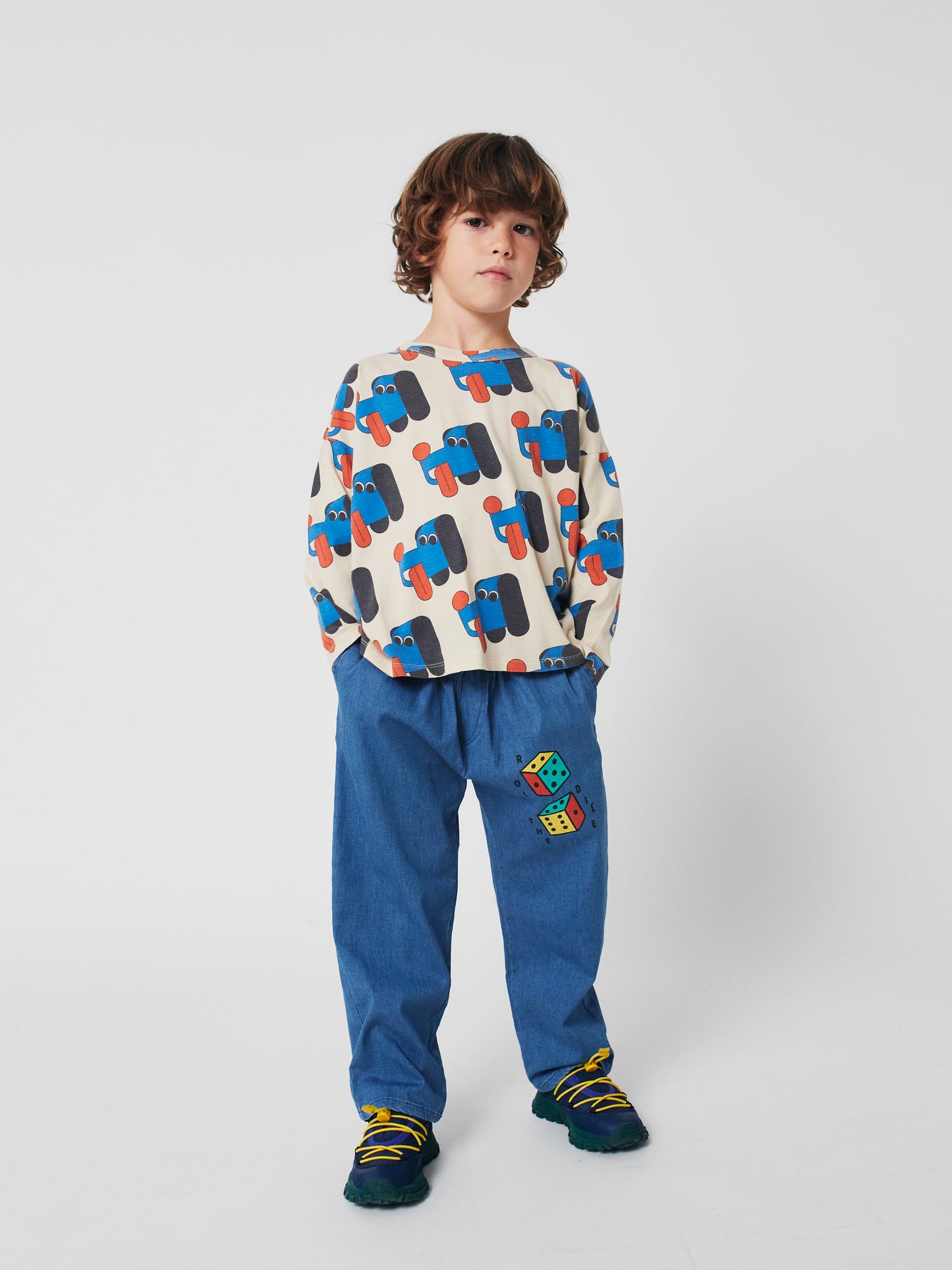 Roll the dice light denim pants Kids Bobo Choses BEBE Concept 