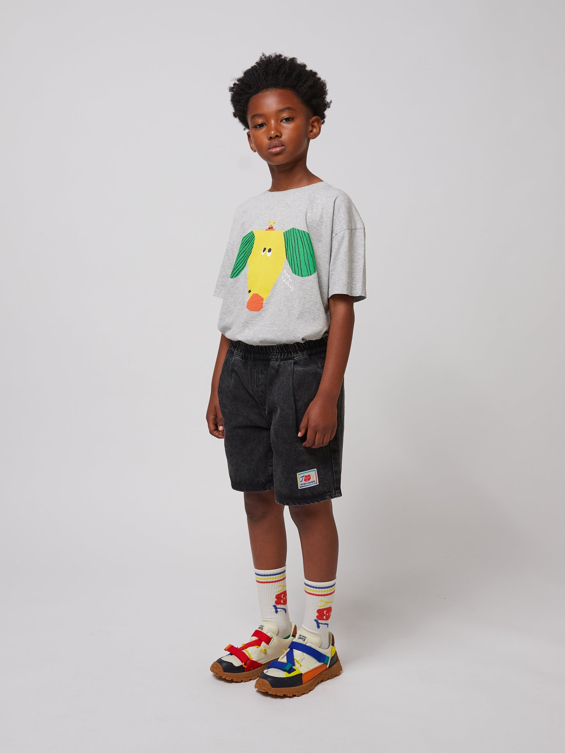 Spodenki Smiling black denim bermuda shorts Bobo Choses BEBE Concept 