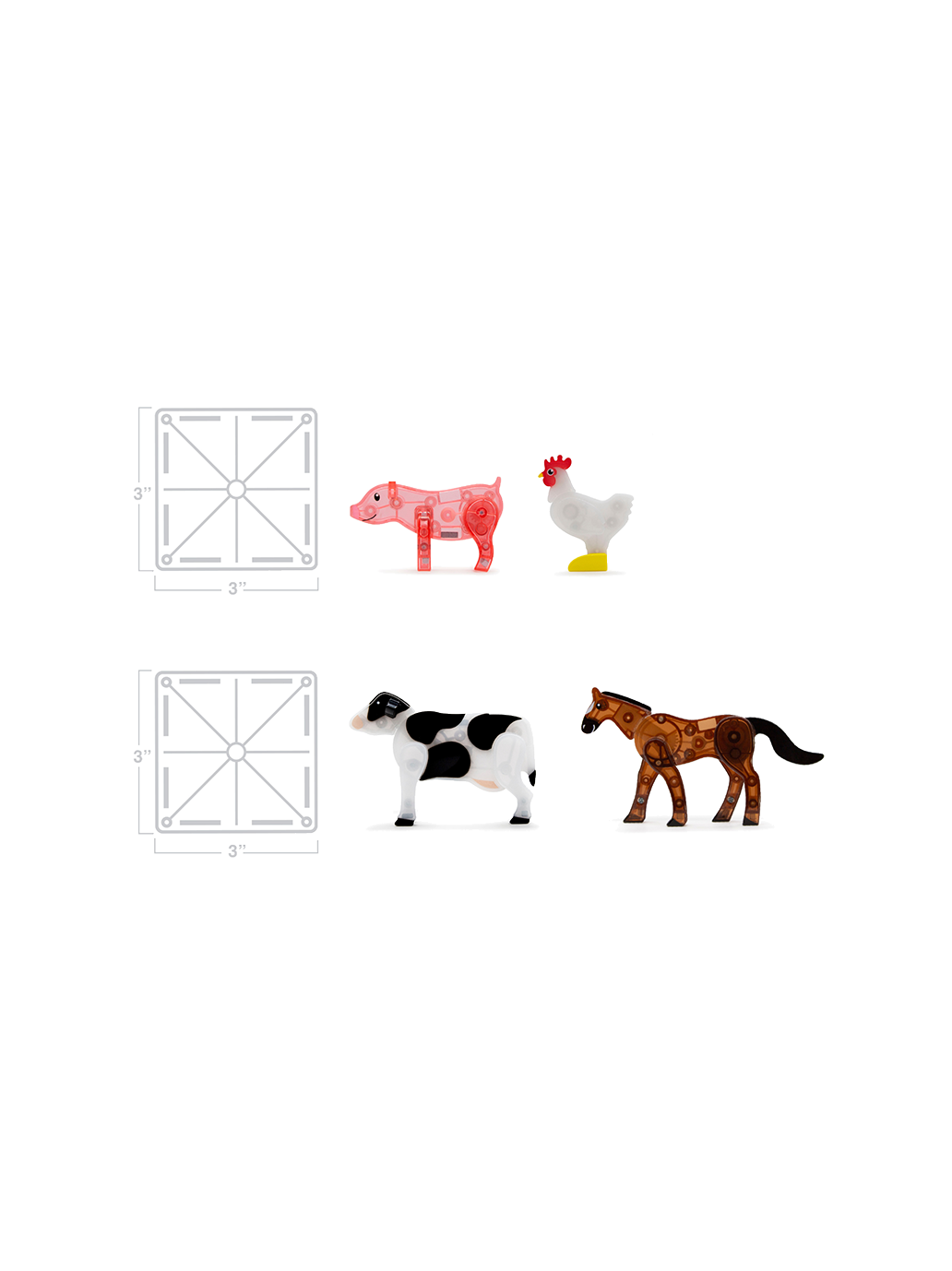 Klocki magnetyczne Farm Animals 25 el. Magna-Tiles BEBE Concept 