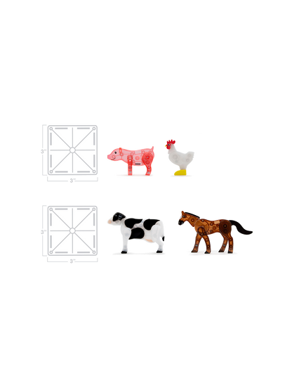 Klocki magnetyczne Farm Animals 25 el. Magna-Tiles BEBE Concept 