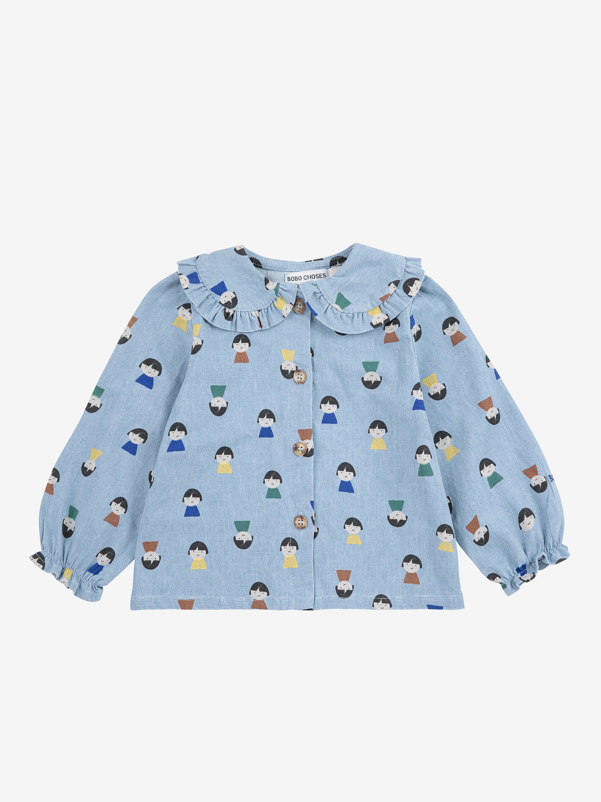 Game Pawns all over light denim blouse Baby Bobo Choses BEBE Concept 