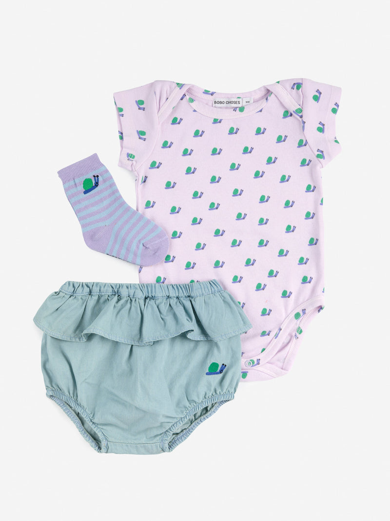 OUTLET Zestaw prezentowy Funny Snail gift set | rozm. 6m Bobo Choses BEBE Concept 