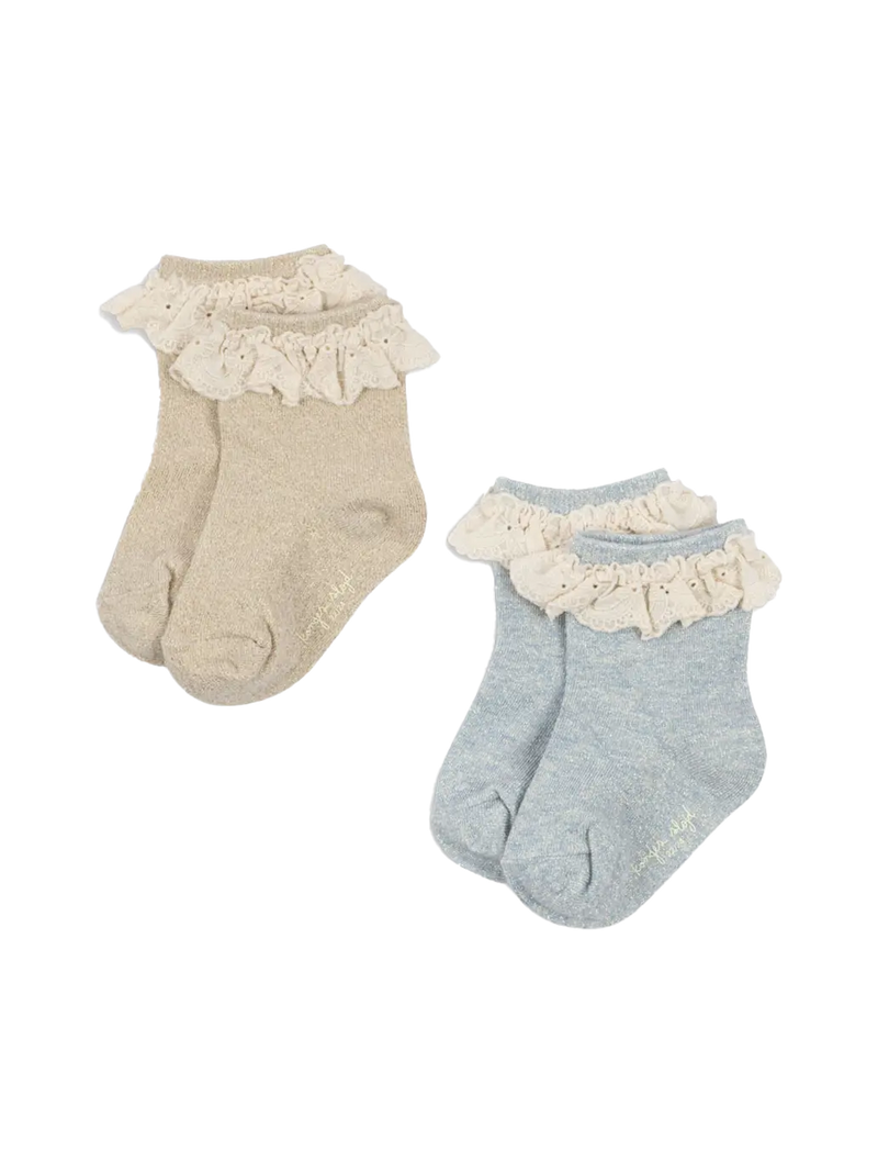 2 Pack Glitter Frill Socks Konges Slojd BEBE Concept 