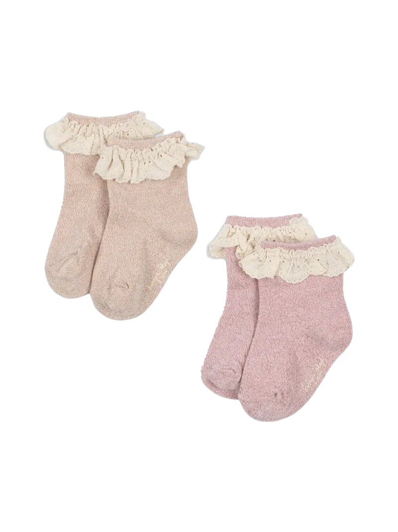 2 Pack Glitter Frill Socks Konges Slojd BEBE Concept 