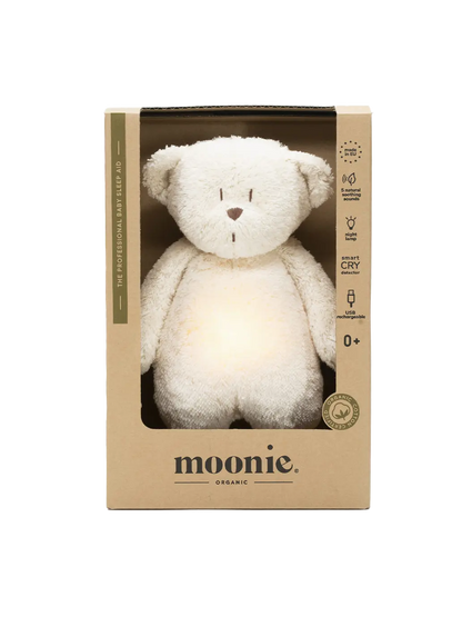 szumiący miś organic z lampką nocną Moonie BEBE Concept 