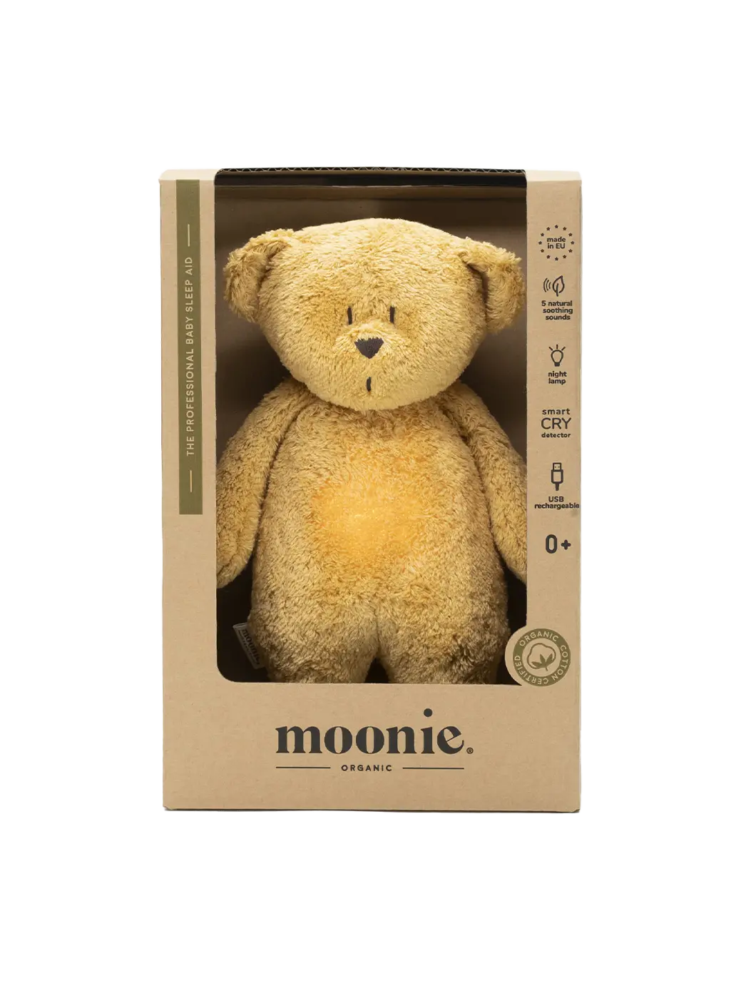 szumiący miś organic z lampką nocną Moonie BEBE Concept 