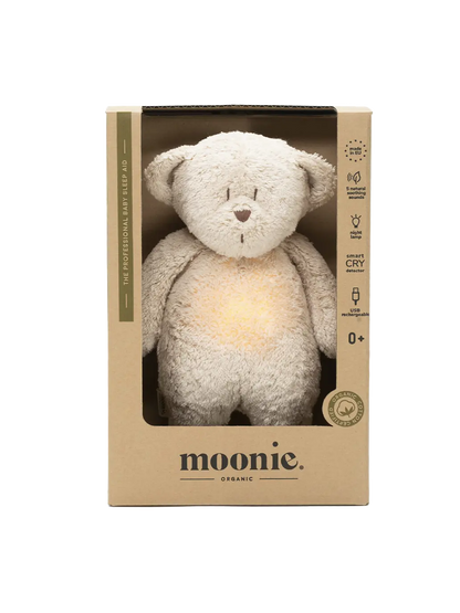 szumiący miś organic z lampką nocną Moonie BEBE Concept 