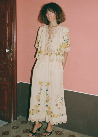 Adonna Embroidery Pants CREAM