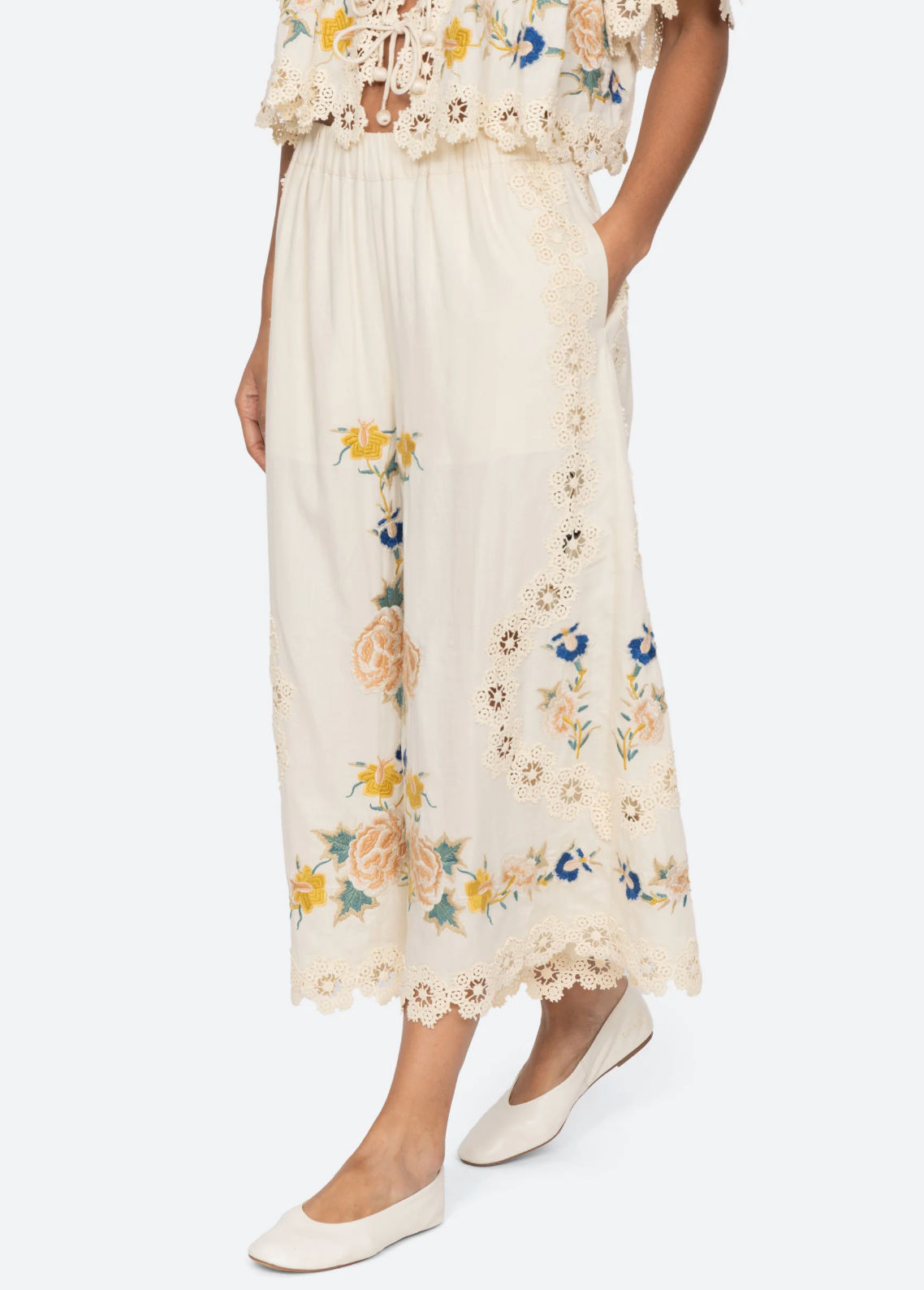 Adonna Embroidery Pants CREAM
