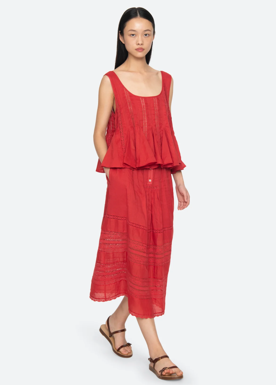 Pippa Solid Midi Skirt