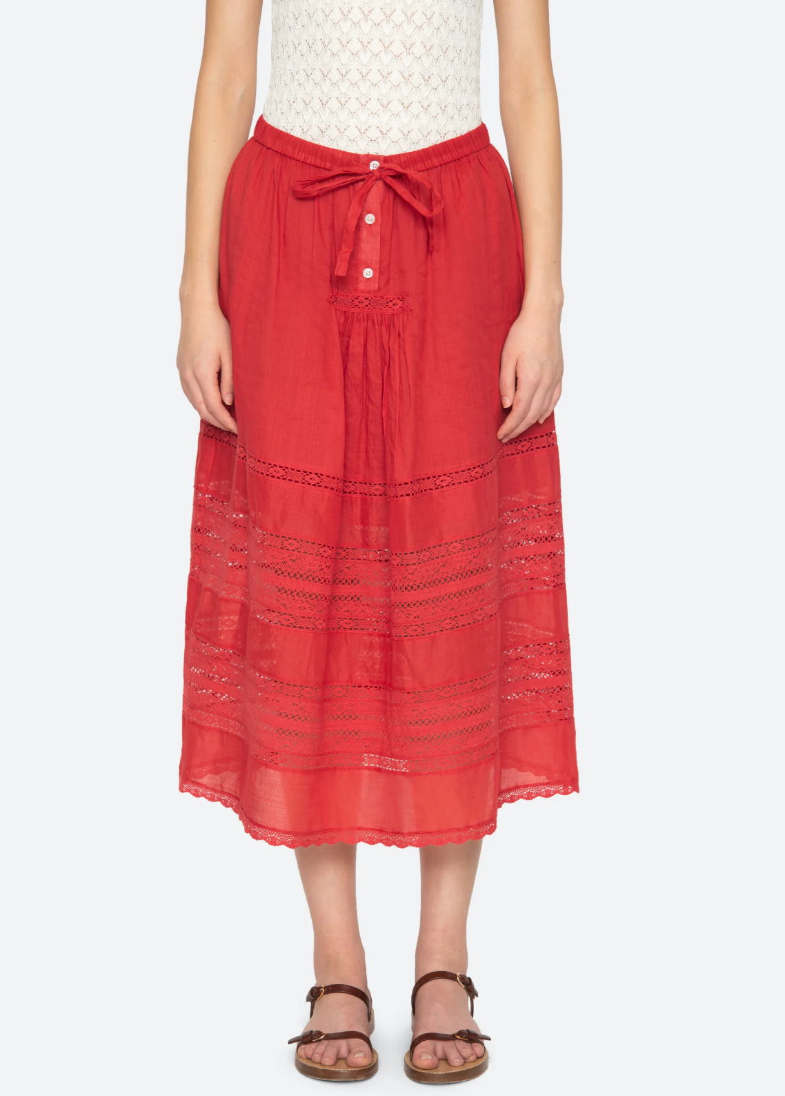 Pippa Solid Midi Skirt RED