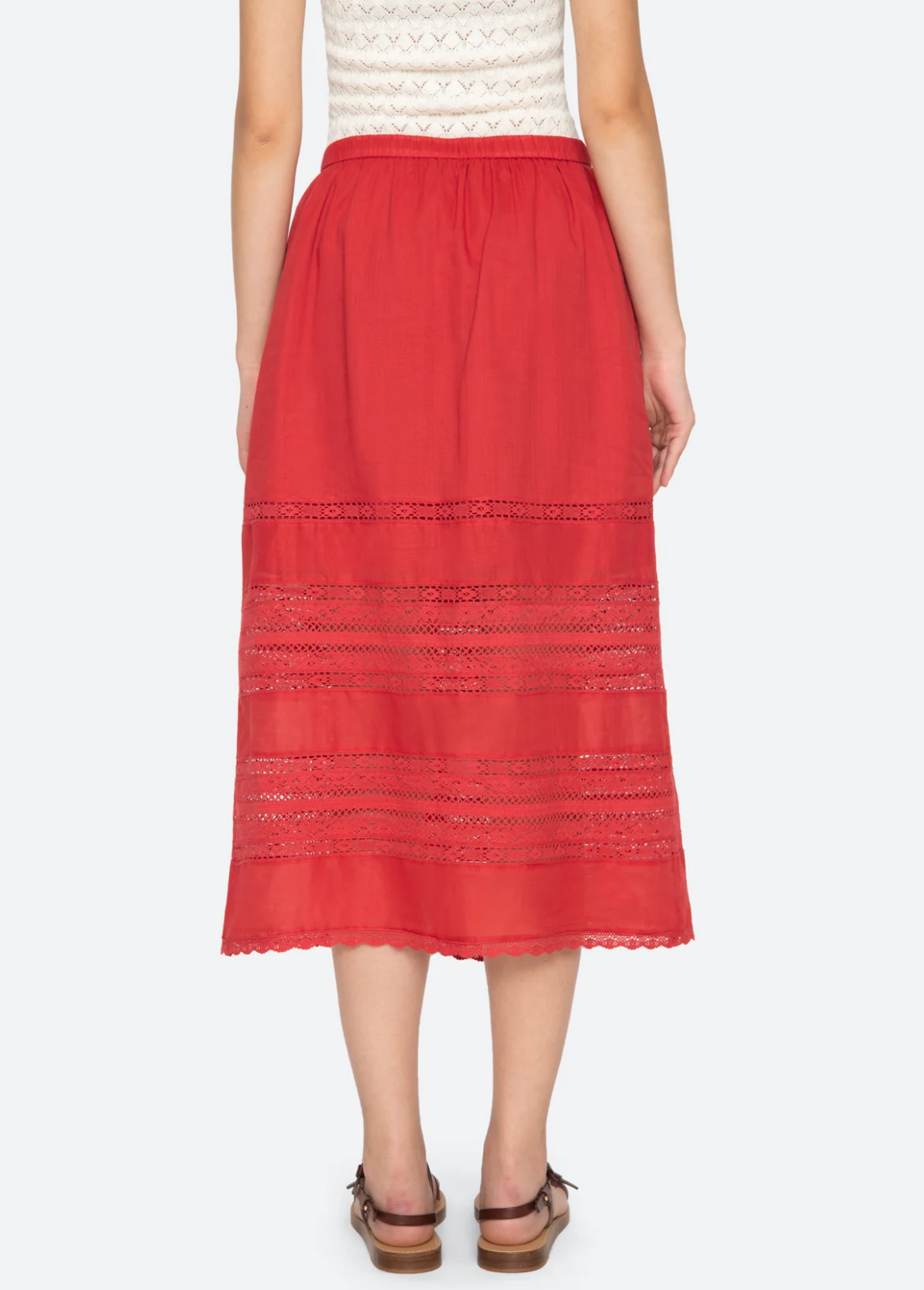 Pippa Solid Midi Skirt RED