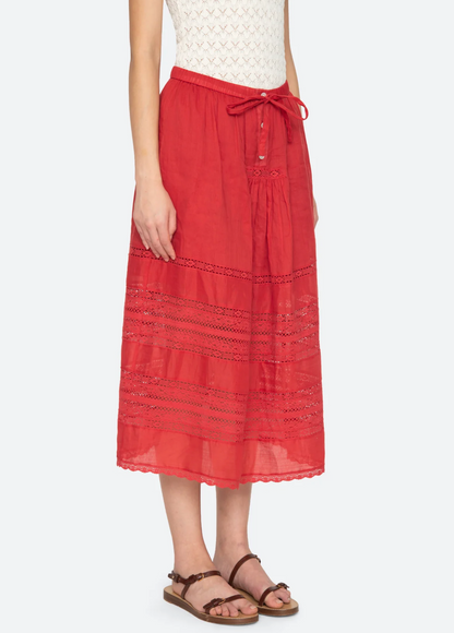 Pippa Solid Midi Skirt RED