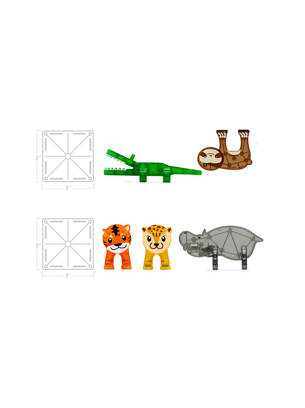 Klocki magnetyczne Jungle Animals 25 el. Magna-Tiles BEBE Concept 