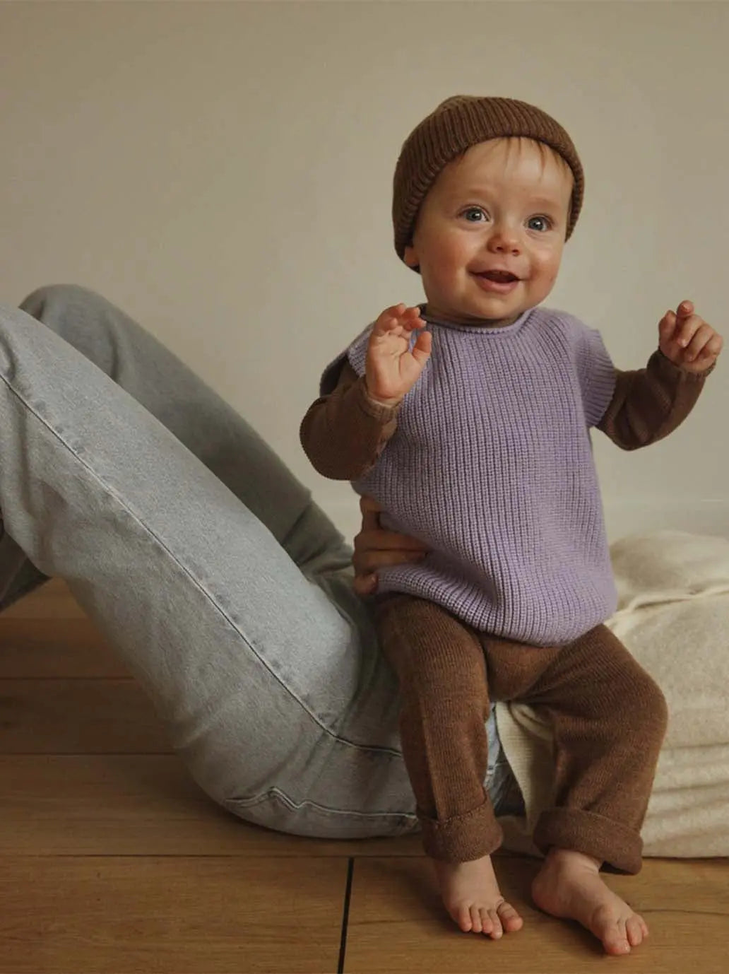 Kamizelka merino dla niemowląt Harvey vest Hvid BEBE Concept 