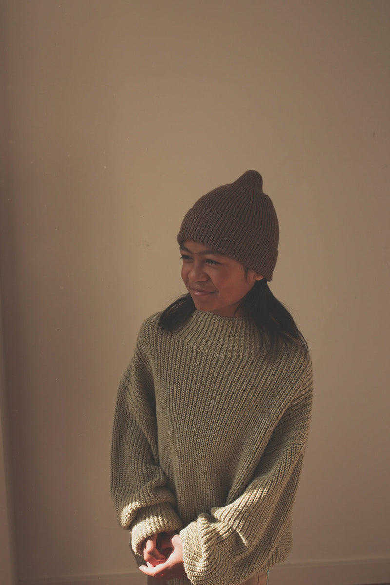 całoroczna czapka merino Fonzie Beanie Hvid BEBE Concept 