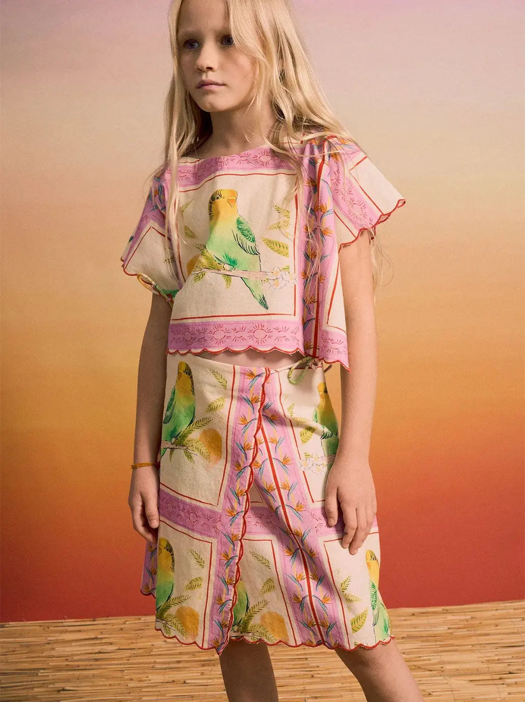 Birds Patchwork Skirt Maison Mangostan BEBE Concept 