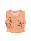Birds Embroidered Ruffle Top Orange Maison Mangostan BEBE Concept 