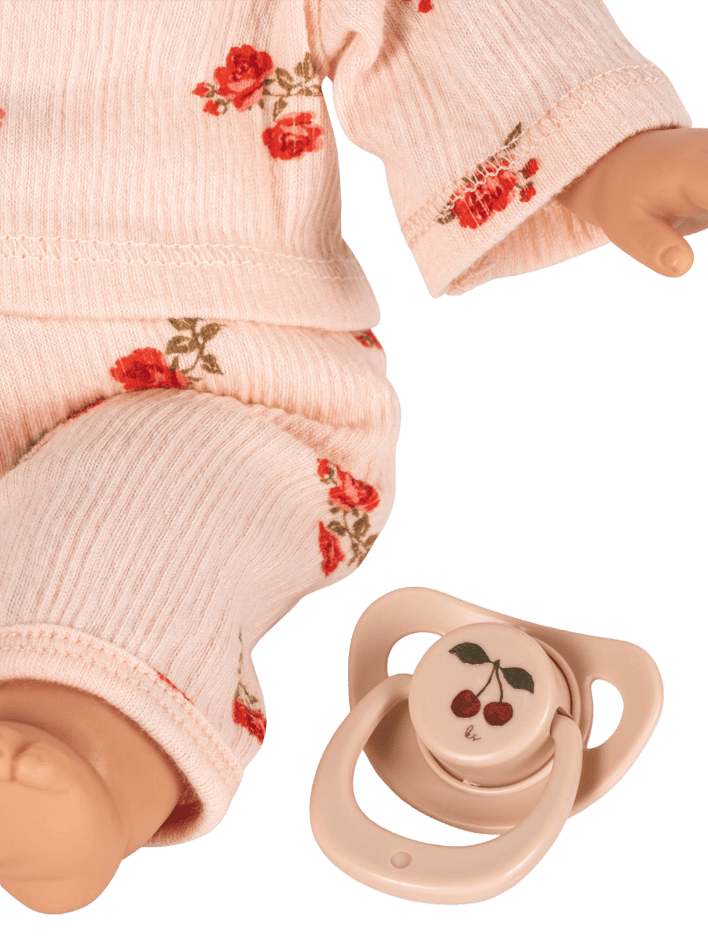 Lalka z miękkim brzuszkiem, ubrankiem i smoczkiem Konges Slojd BEBE Concept 
