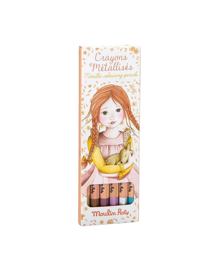 Zestaw metalicznych kredek Les Rosalies Moulin Roty BEBE Concept 
