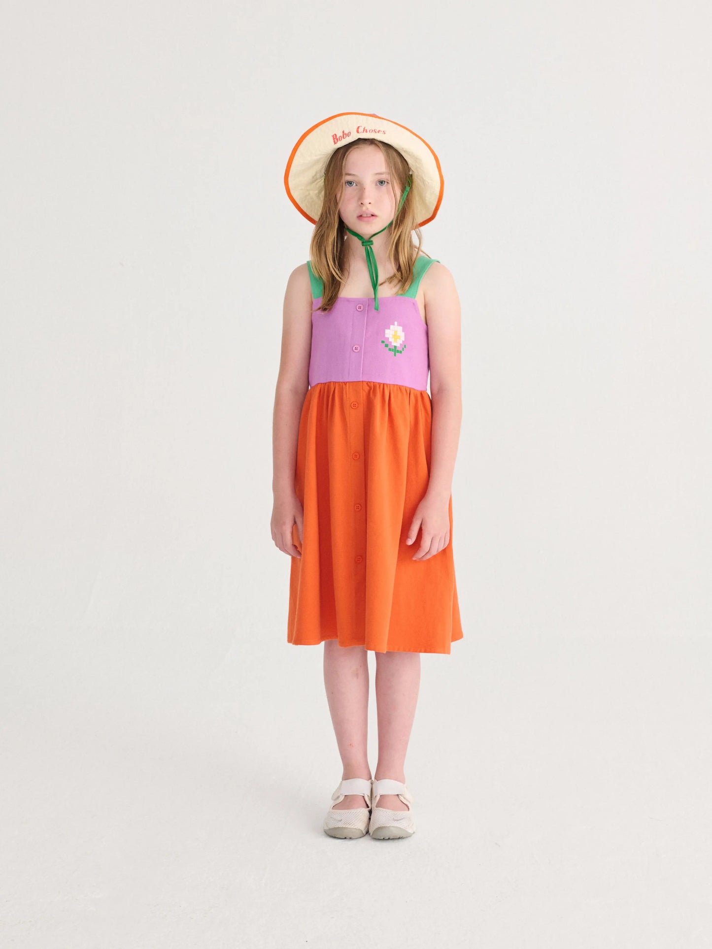 Sukienka Pixel Daisy color block woven dress Bobo Choses BEBE Concept 