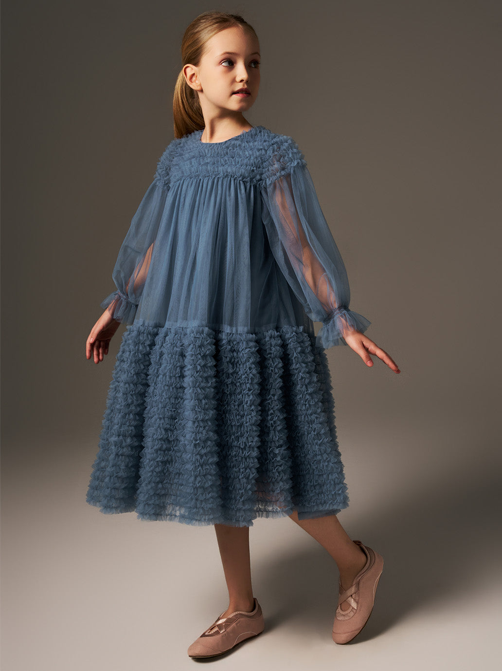 Sukienka Carlotta Dress Dusty Blue C'era una volta BEBE Concept 