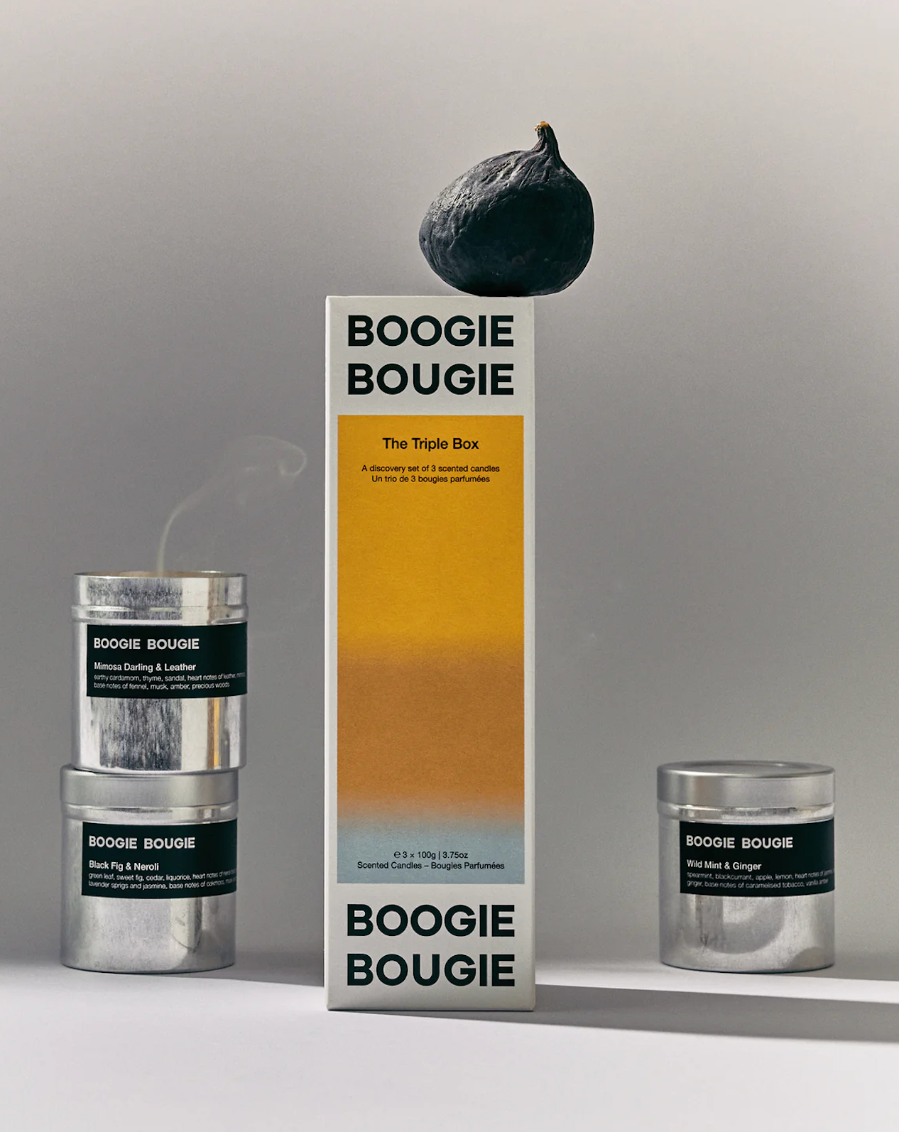 Zestaw świec z wosku sojowego The Triple Box Boogie Bougie BEBE Concept 